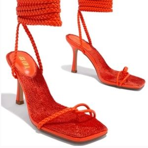 Miss Lola Orange Lace Up Heel